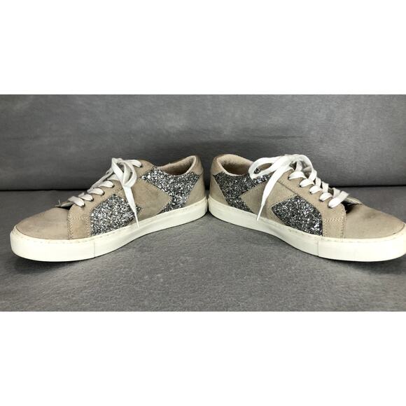 Steven NY Beige Suede w/Silver Glitter Sneakers Womens Size 9 - Picture 6 of 11